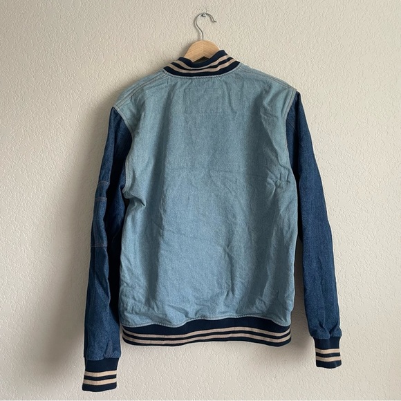 Slate and Stone Jacket Mens Extra Large Denim Bomber Varsity - Picture 2 of 7